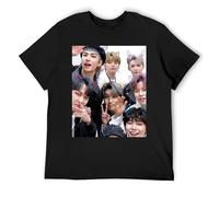 Stray Kids Unisex Classic White Tee 100% Cotone Manica Corta Girocollo T-Shirt per Uomo e Donna Abbigliamento Casual Basic, Nero , L