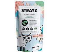 STRAYZ BIO cat in buste 12 x 85 g Umido per gatto - Salmone bio e broccoli bio