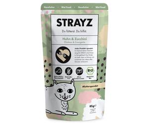 STRAYZ BIO cat in buste 6 x 85 g - Pollo bio e zucchine bio