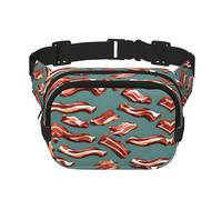 Streaky Bacon Pattern Print Square Waist Purse Double Layer Fanny BagTrendy Viaggio Marsupio per uomini e donne, nero, Taglia unica