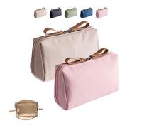 Strealinem Streamline Viaggio Trucco Sacchetto per le Donne, Portatile Mini Impermeabile Viaggio Trucco Sacchetto per la Conservazione Quotidiana Organizzare, Colore Solido Trucco Borsa (2 pezzi-d)
