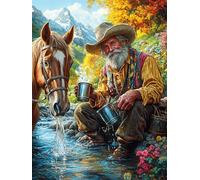 Stream Horse Drinking Puzzle 500 Pezzi Relax E Meditazione Animal Plant Fairy Tale Rompicapo Mindfulness Attività Per Il Benessere Riduzione Dell'ansia Regalo Per Tutti 500 PCS