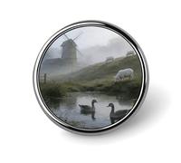 Stream Oche e pendio pecore distintivo rotondo bottoni in metallo squisito rotondo distintivo pin pulsante parti circolari moda classico porta spille bottoni per camicie vestiti spilla 1 pollice