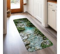 Stream Runner Tappeto, Natura, Pietre Verde, Verde Estate Verde Antiscivolo Home Indoor Pattern Tappeti Non Spargimento per Cucina Ingresso Comodino Decor 0,6 x 1,5 m