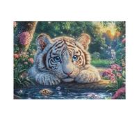 Stream White Tiger Cub Rompicapo 300 Pezzi Per Regalo Di Battesimo Cartone Spesso Per Bambini Feline Water Bloom Tema Baby Per Attività Educativa Con Confezione Regalo Da Passatempo 300 PCS