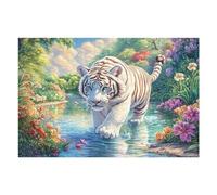 Stream White Tiger Rompicapo 1000 Pezzi Per Regalo Di Matrimonio Cartone Di Alta Qualità Per Coppie Brook Woods Foliage Per Decorazione Casa Con Cornice Inclusa Qualità Museale 1000 PCS