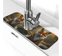 Streamside - Tappetino per rubinetto della volpe meditatore per lavello della cucina, assorbente ad asciugatura rapida, tappetino di scarico intorno al rubinetto per lavello della cucina, tappetino