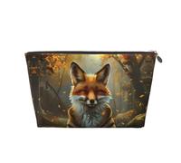 Streamside - Trousse per trucchi con volpe meditata, trousse da viaggio per articoli da toeletta da donna, in pelle, organizer per trucchi, graziosa custodia per trucchi, Argento, Taglia unica