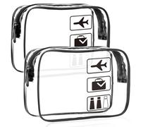 STREAMVOY Beauty case trasparente, confezione da 2, approvato TSA, organizer da viaggio in PVC impermeabile, 20 x 15 x 6 cm, borsa trasparente per cosmetici, liquidi, gel e creme