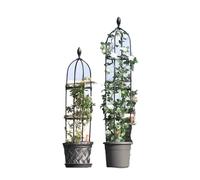 STREAMVOY Obelisco da giardino, 1,9 m, telaio in acciaio, supporto in metallo resistente alle intemperie per piante rampicanti, nero, set da 2