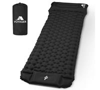 STREAMVOY Tappetino da campeggio autogonfiante a doppio strato, supporto rinforzato da 3,5 cm, base antiscivolo, compatto e leggero, per zaino in spalla, tenda (singolo, nero)