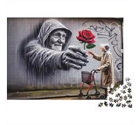 Street Art Grayscale Jigsaw Puzzle Impossibili 1000 Pezzi Decorazione Per La Casa. Giochi Rilassamento E Intelligence Per Adulti E Ragazzi Da 14 Anni 52x38cm/1000pcs