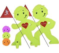 Street Buddy - Personaggio di avvertimento con bandiera, supporto riflettente per la sicurezza dei bambini - Segnale di avvertimento (2 Verde)