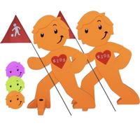 Street Buddy - Personaggio di avvertimento con bandiera, supporto riflettente per la sicurezza dei bambini - Segnale di avvertimento (2 Arancione)