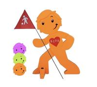 Street Buddy - Personaggio di avvertimento con bandiera, supporto riflettente per la sicurezza dei bambini - Segnale di avvertimento (Arancione)