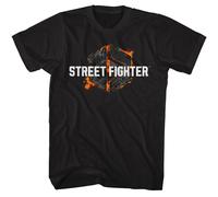 Street Fighter - Graffiti Logo - American Classici - Solido Nero Adulto Corto