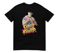 Street Fighter, Guile, Adult New T-Shirt - Massive Logo, American Fighter.png Black XL