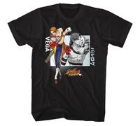 Street Fighter - Vega - American Classici - Solido Nero Adulto Manica Corta