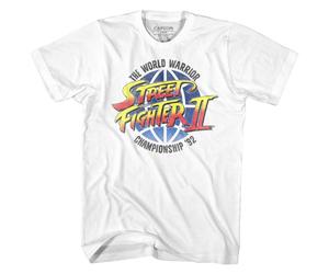 Street Fighter World Warrior T-Shirt Uomo Manica Corta Cotone Bianca