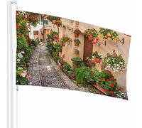 Street Flag Decor 3x5 Ft Floreale Foglia Pianta Roccia Geometrico Rettangolo Quadrato casa Poliestere Motivo stampato Decorazioni per esterni per case e giardini