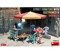 Street Furniture With Electronics & Umbrella 1:35 Plastic Model Kit MINIART