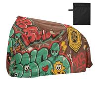 Street Graffiti Retro Lettere Colorato Impermeabile Bike Cover Outdoor con Fori di Bloccaggio Resistente ai raggi UV Indoor Outdoor Storage Esercizio Bike Copertura Adatto per la maggior parte dei