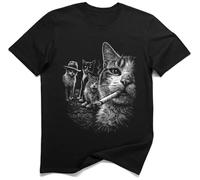Street Mafia Cat Gangster Cats Smoking Cigar Tee (3XL, Black)