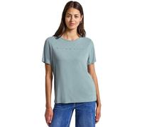 Street One 3227318 Camicia Effetto Seta con Wording, Arona Blue, 44 Donna