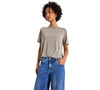 Street One 3227318 Camicia Effetto Seta con Wording, Morning Beige, 48 Donna