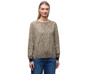 Street One 3412326 Camicetta Leo con Dettagli Carta da Parati, Beige sabbiato, 40 Donna