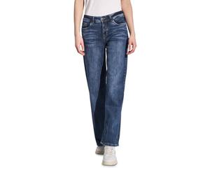 Street One A378939 Jeans a Gamba Larga, Blu Scuro Slavato, 29W x 30L Donna