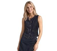 Street One Gilet in denim con scollo rotondo e bottoni, Deep Rinse Washed 38