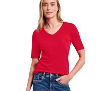 Street One Maglietta Basic con Scollo a V in Tinta Unita, Colore Salsa Rosso 40