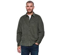 Street One Men Camicia a Maniche Lunghe in Velluto a Coste, Tinta Unita, Verde Muschio Chiaro, Taglia XL