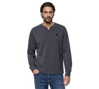 Street One Men Camicia Henley a Maniche Lunghe, Effetto Melange, Colore Blu Scuro, Taglia L