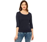 Street One T-shirt Donna Style Pania cotone manica lunga Blu (Deep Blue 11238) 46