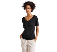 Street One T-Shirt da Donna con Scollo a Cuore, Nera, 3227205, Nero, 40