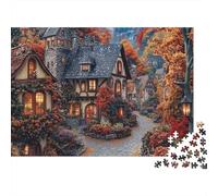 Street Side Cottage Puzzle 1000 Pezzi Autumn Glow Lane in Cartone Qualità Premium Anti-stress Per Adulti Appassionati Allenare La Mente Con Poster 70x50cm/1000pcs