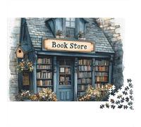 Street Side Cottage Puzzle 1000 Pezzi Blue Tiny Bookstore in Cartone Spessore Per Bambini 12+ Decorare Casa Regalo Facile Da Assemblare Offerta Speciale Non Deformabile 70x50cm/1000pcs