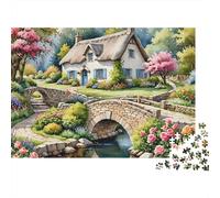 Street Side Cottage Puzzle 1000 Pezzi Bridge Thatch House in Cartone Spessore Anti-stress Per Famiglia Appassionati Allenare La Mente Regalo Offerta Speciale 52x38cm/1000pcs