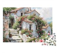 Street Side Cottage Puzzle 1000 Pezzi Rose Stone Steps in Cartone Anti-stress Per Adulti Bambini 12+ Passare Il Tempo Regalo Set Completo Con Poster 52x38cm/1000pcs