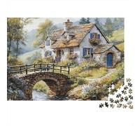Street Side Cottage Puzzle 1000 Pezzi Stone Bridge Cottage in Cartone Riciclato Per Adolescenti Tempo Libero Passare Il Tempo Regalo Set Completo Con Poster 70x50cm/1000pcs