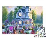 Street Side Cottage Puzzle 1000 Pezzi Victorian Purple House in Cartone Spessore Per Bambini 12+ Decorare Casa Regalo Facile Da Assemblare Offerta Speciale Non Deformabile 38x26cm/1000pcs