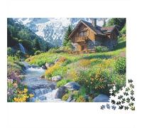Street Side Cottage Puzzle Da 1000 Pezzi Alpine Stream Hut in Cartone Riciclato Per Adolescenti Bambini 12+ Educativo Allenare La Mente Offerta Speciale 52x38cm/1000pcs