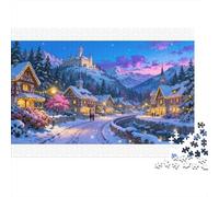 Street Side Cottage Puzzle Da 1000 Pezzi Snowy Mountain Town in Cartone Riciclato Per Adolescenti Bambini 12+ Educativo Allenare La Mente Offerta Speciale 38x26cm/1000pcs