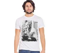 street style Genius Einstein Tatuato Color & Grey 18-84 T-Shirt Urban Men Uomo 100% Cotone Fiammato (White/Grey, L)