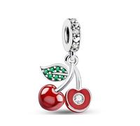 Streetculture Cuore amore ciliegia ciliegia frutta frutta vitamine cocktail frutta - Charm argento 925 braccialetto ciondolo accessorio regalo argento sterling