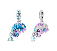 Streetculture Gecko Camaleonte con fiori che cambiano colore e smalto e zirconi - bracciale collana gioielli idea regalo accessori argento sterling 925