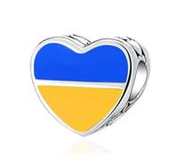 Streetculture Ucraina Patria Kiev Europa guerra pace amore cuore - Charm argento 925 bracciale bracciale ciondolo gioielli