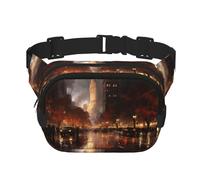 Streets in the Rain Square - Marsupio a doppio strato con tracolla regolabile - marsupio da viaggio - perfetto per sport all'aria aperta, nero, Taglia unica